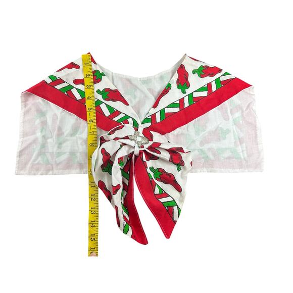 Southwestern- Red chili pepper- Rave Festival Beaded Scarf Cape Texas - Picture 6 of 7